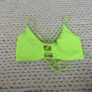 RELLECIGA Neon Lime Lace-Up Bikini Top